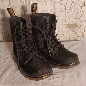 Dr. Martins Junior Combs Poly Kids Black Lace-Up Boots